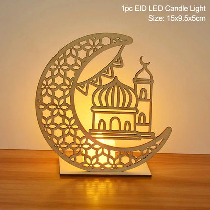 Pendentif en Bois avec LED Ramadan & EID Mubarak