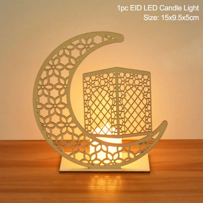 Pendentif en Bois avec LED Ramadan & EID Mubarak