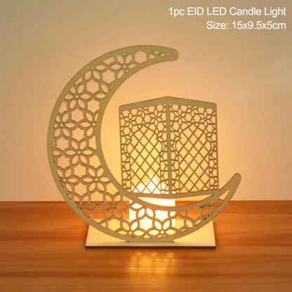 Pendentif en Bois avec LED Ramadan & EID Mubarak