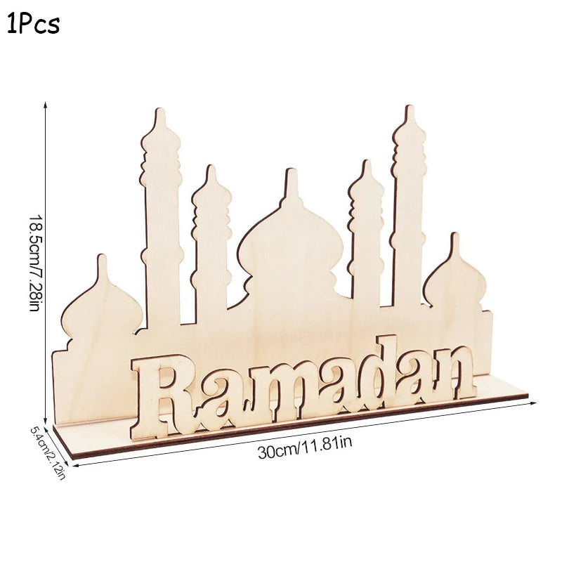 Pendentif en Bois avec LED Ramadan & EID Mubarak