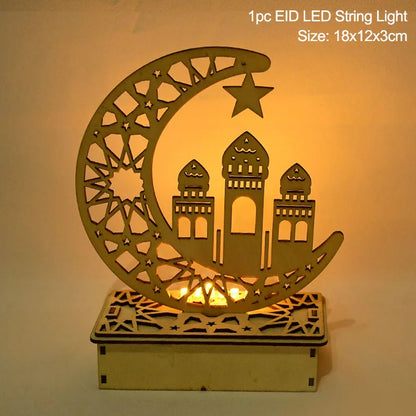 Pendentif en Bois avec LED Ramadan & EID Mubarak