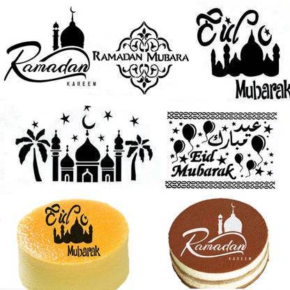 Pochoirs de Pulvérisation Ramadan & Eid Mubarak - Décoration Café, Gâteau ou autres