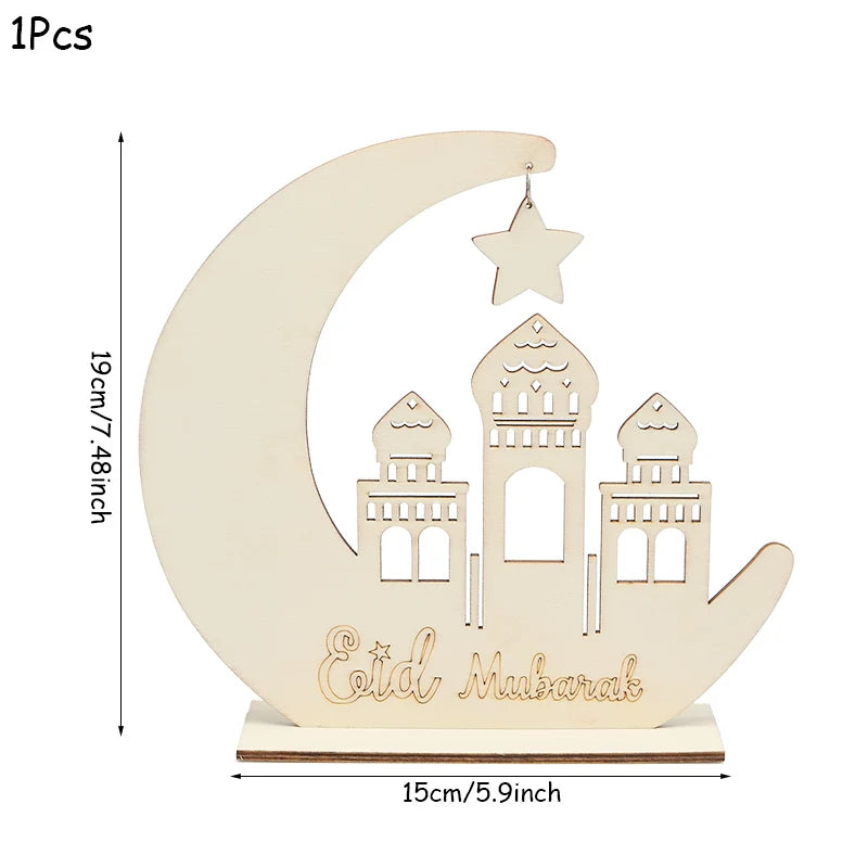 Pendentif en Bois avec LED Ramadan & EID Mubarak