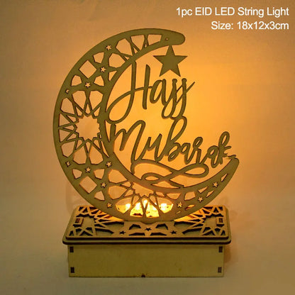 Pendentif en Bois avec LED Ramadan & EID Mubarak