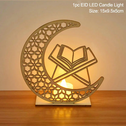 Pendentif en Bois avec LED Ramadan & EID Mubarak