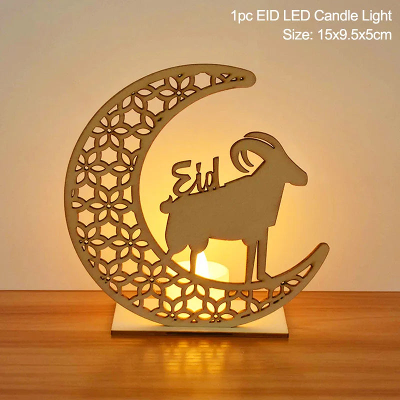 Pendentif en Bois avec LED Ramadan & EID Mubarak