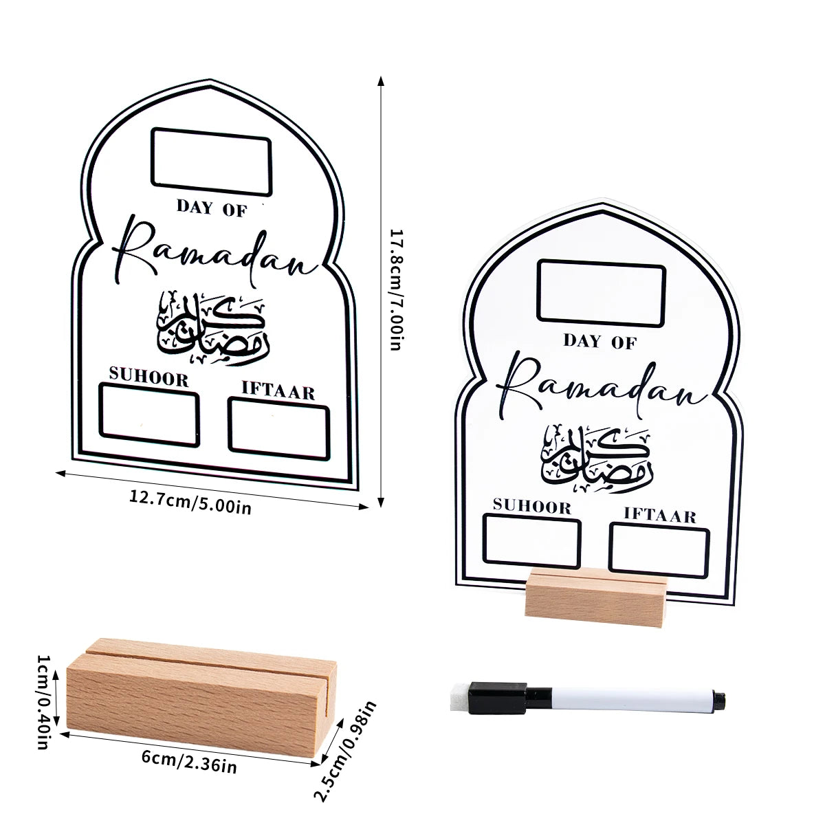 Calendrier Ramadan en Acrylique - Réutilisable avec Stylo