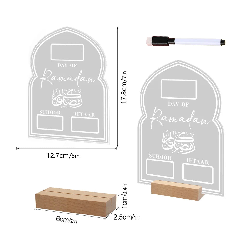 Calendrier Ramadan en Acrylique - Réutilisable avec Stylo