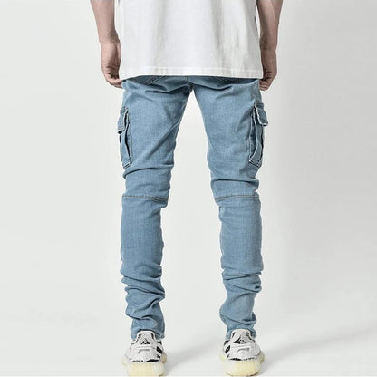 Jean Délavé Cargo Homme - Denim Multi-Poches Grande Taille