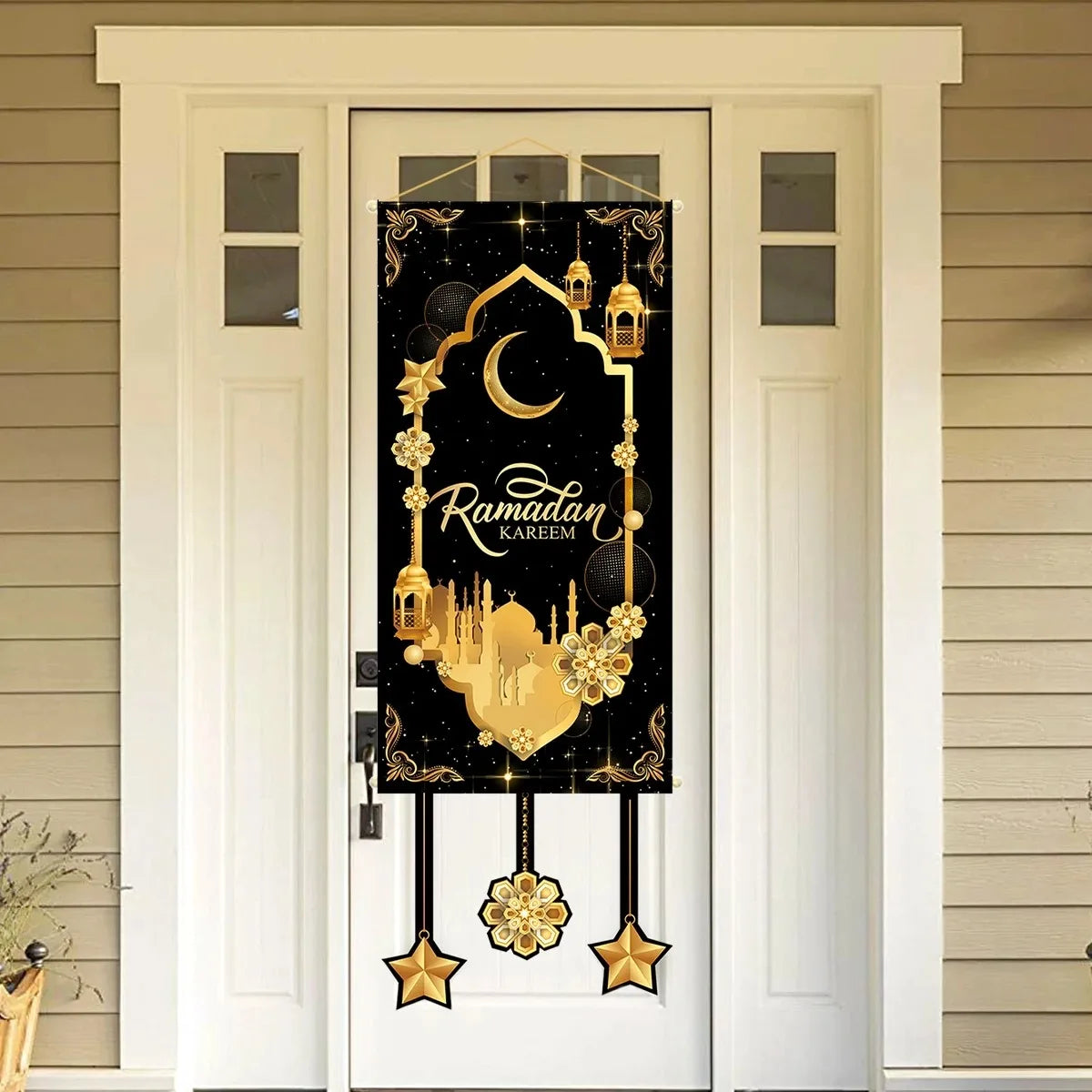 Décoration de Porte Eid Mubarak 2025 - Bannière Ramadan Kareem