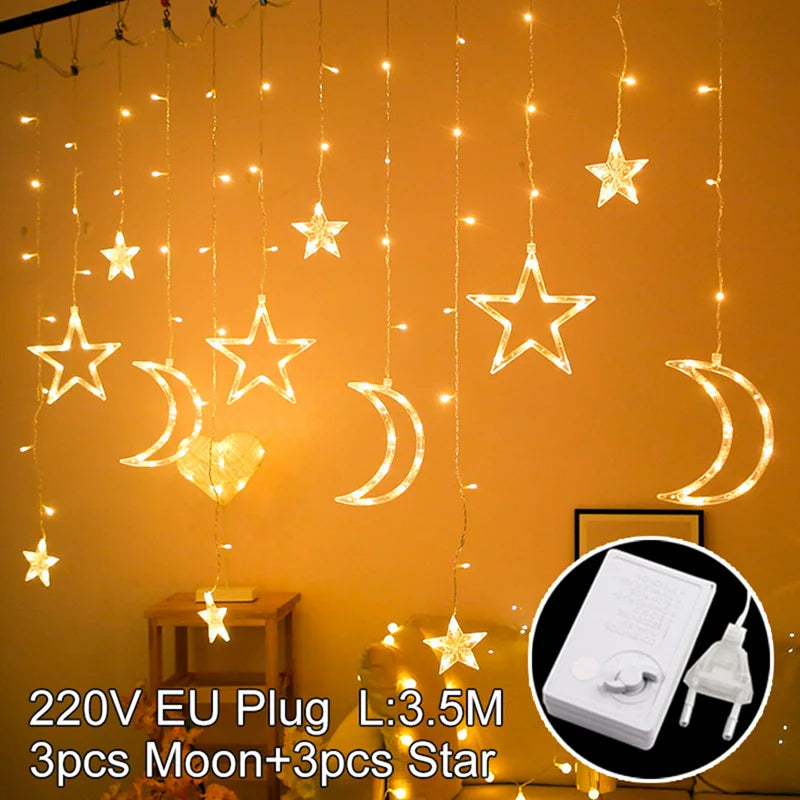 Guirlande LED Décorative Ramadan - Eid Mubarak : Lune & Étoile