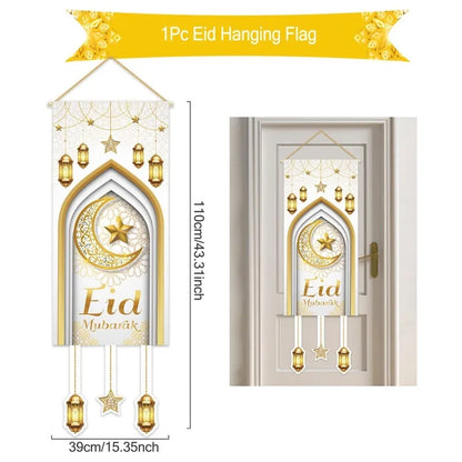 Décoration de Porte Eid Mubarak 2025 - Bannière Ramadan Kareem