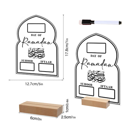 Calendrier Ramadan en Acrylique - Réutilisable avec Stylo