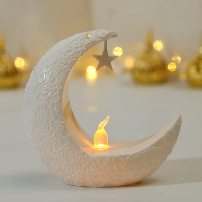 Bougeoir LED Étoile et Lune - Ramadan Kareem et Eid Mubarak