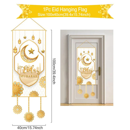 Décoration de Porte Eid Mubarak 2025 - Bannière Ramadan Kareem