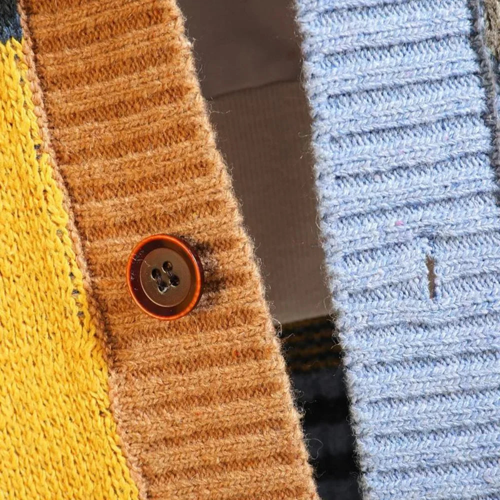 Cardigan Coloré à Col en V pour Hommes