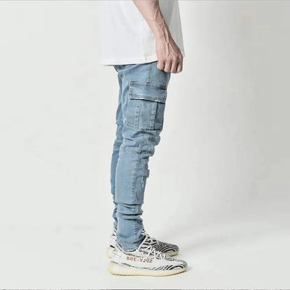 Jean Cargo Denim Homme - Délavé et Multi-Poches