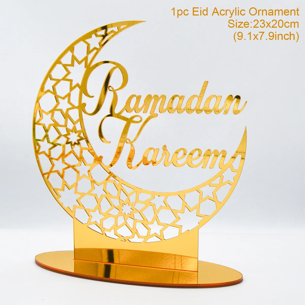 Ornement Acrylique Doré Ramadan & Eid Muburak 2025