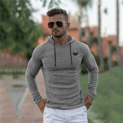 T-shirt à Capuche Rayé pour Homme - Pull Fin Décontracté