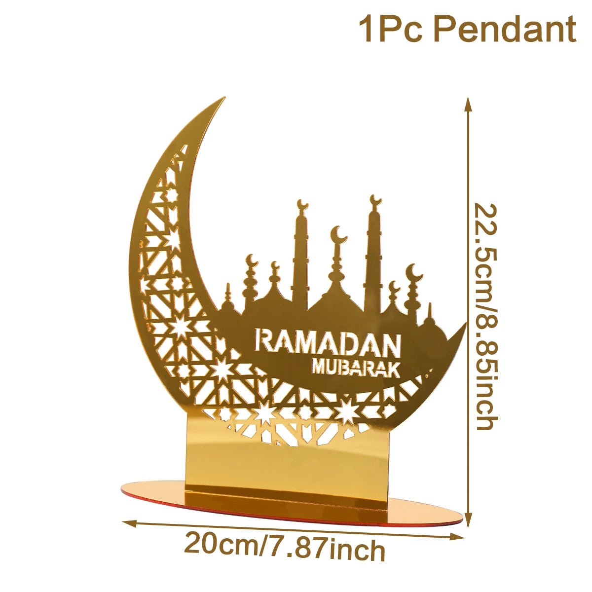 Ornement Acrylique Doré Ramadan & Eid Muburak 2025