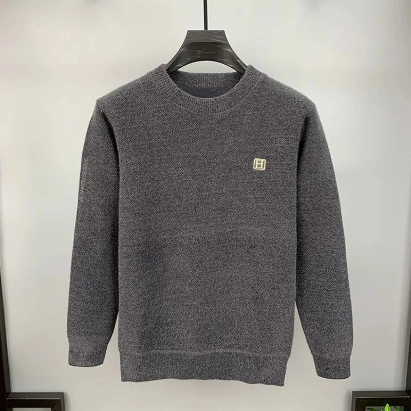 Pull chaud Smile homme, col rond brodé