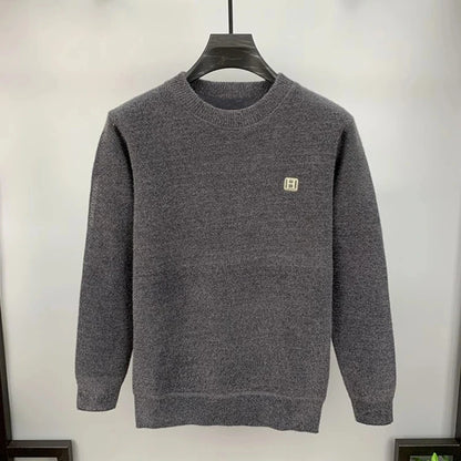 Pull chaud Smile homme, col rond brodé