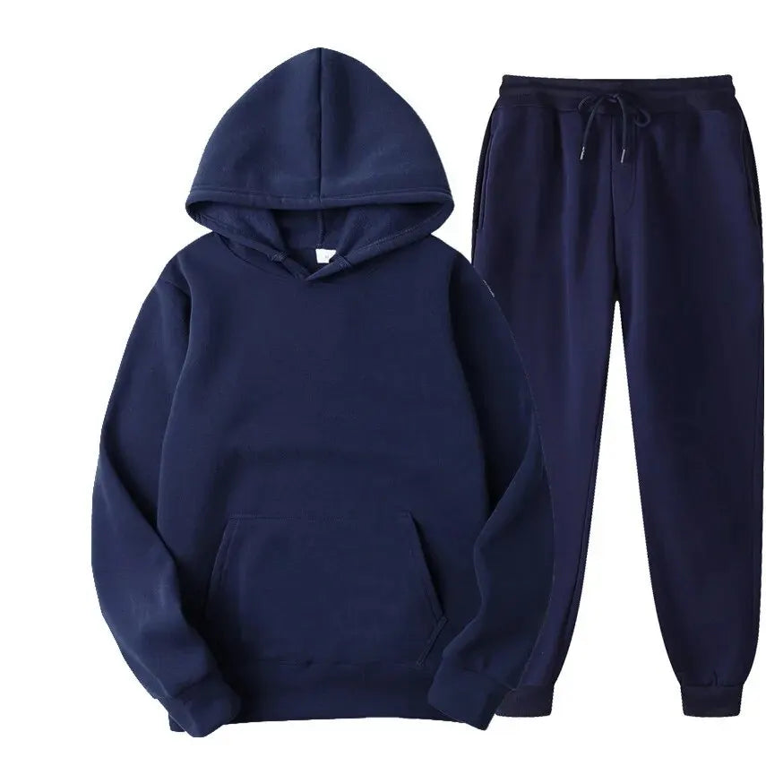 Ensemble Sportif Élégant pour Hommes - Sweat à Capuche et Pantalon Unis - Automne Hiver