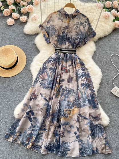 Robe Longue Vintage Femme - Élégante, Rétro et Décontractée - Collection Été