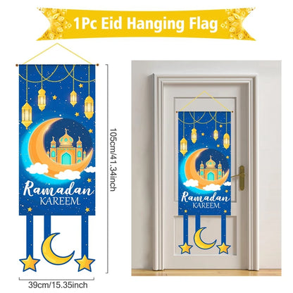 Décoration de Porte Eid Mubarak 2025 - Bannière Ramadan Kareem