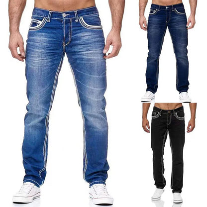 Jean Droit Denim Homme - Pantalon d'Affaires Décontracté