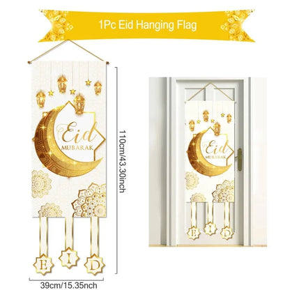 Décoration de Porte Eid Mubarak 2025 - Bannière Ramadan Kareem