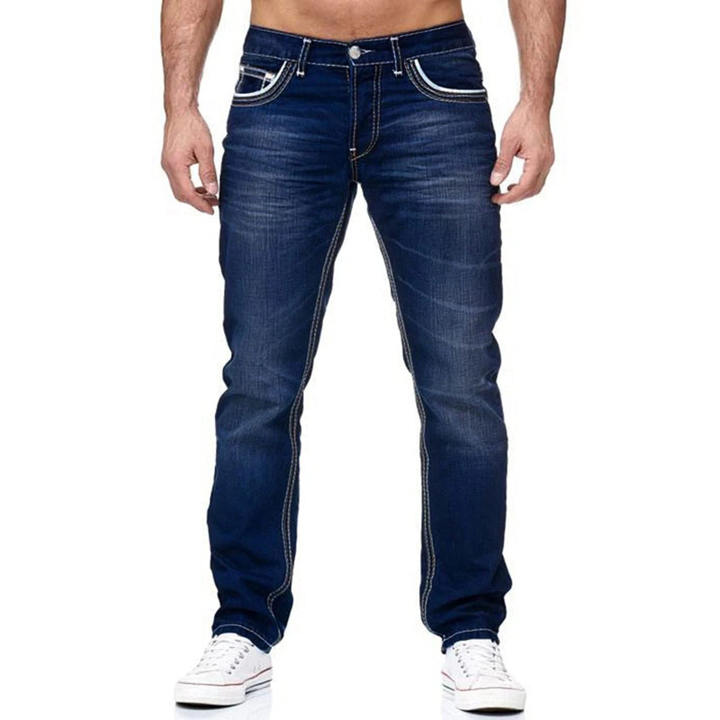 Jean Droit Denim Homme - Pantalon d'Affaires Décontracté