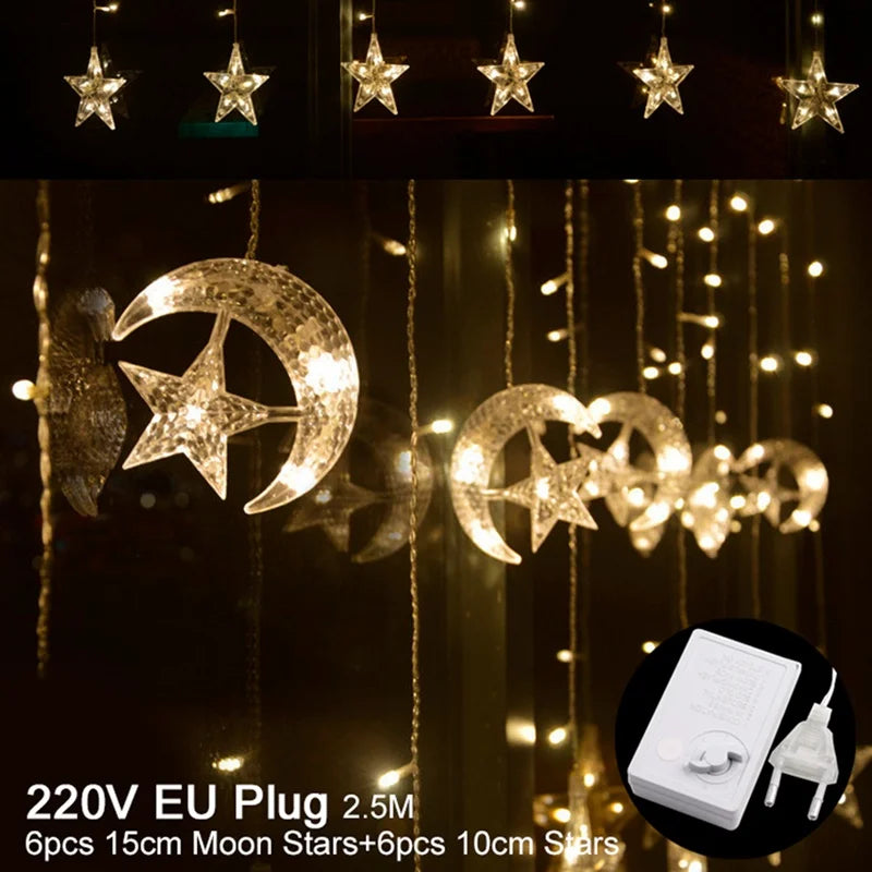 Guirlande LED Décorative Ramadan - Eid Mubarak : Lune & Étoile