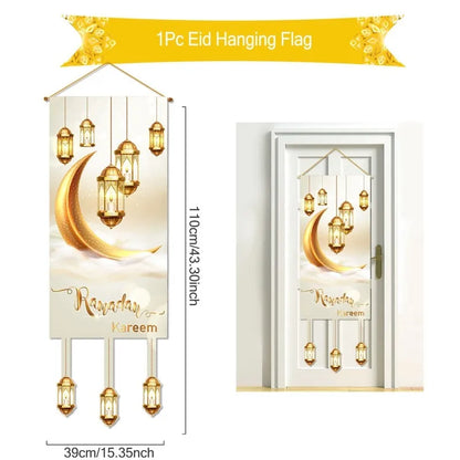 Décoration de Porte Eid Mubarak 2025 - Bannière Ramadan Kareem