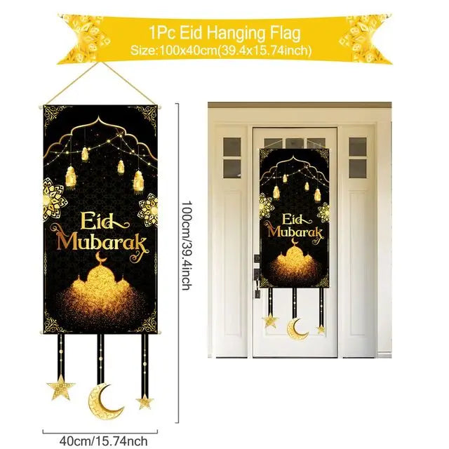 Décoration de Porte Eid Mubarak 2025 - Bannière Ramadan Kareem