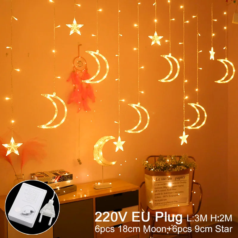 Guirlande LED Décorative Ramadan - Eid Mubarak : Lune & Étoile