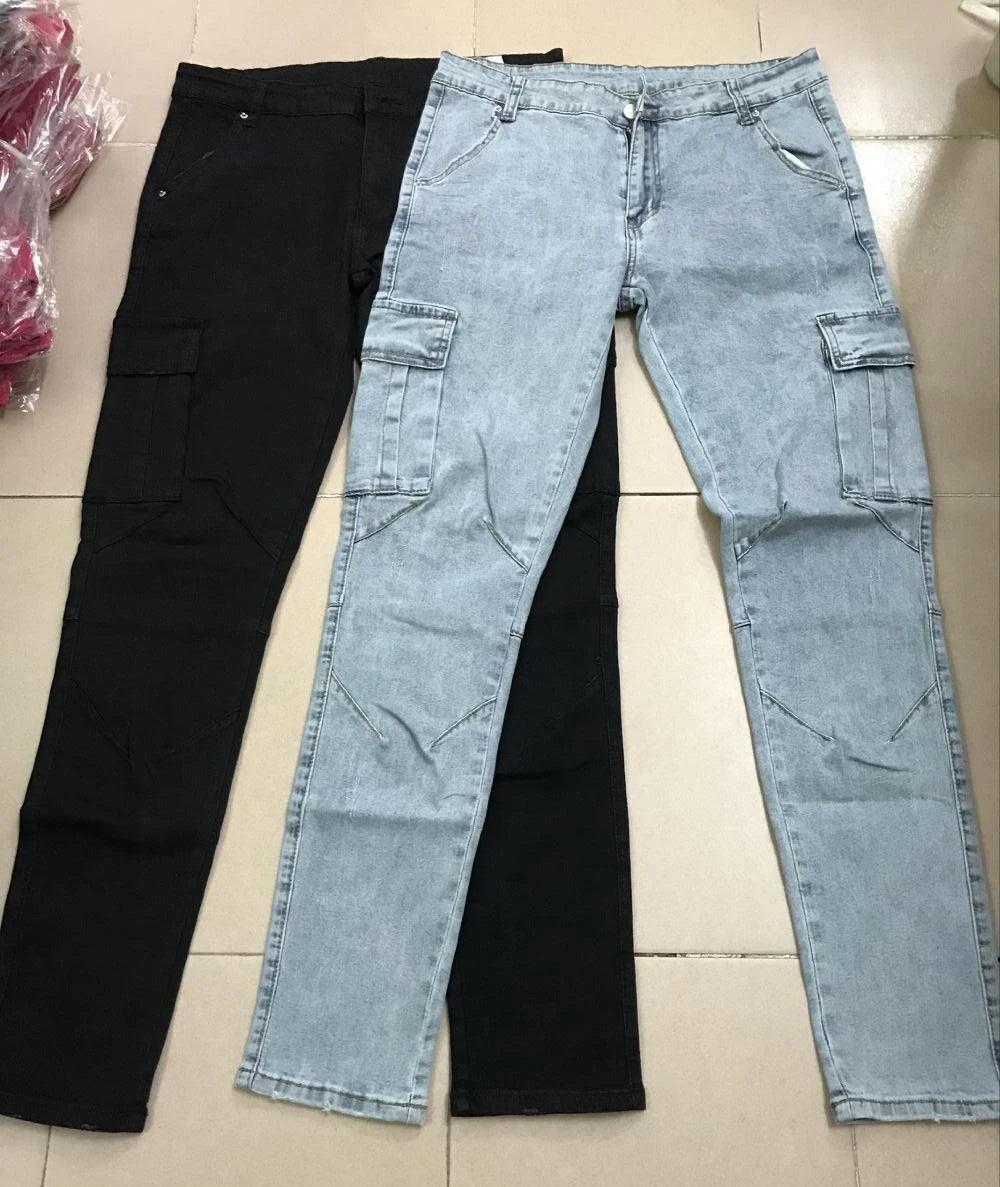 Jean Cargo Denim Homme - Délavé et Multi-Poches