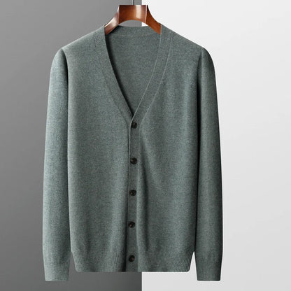 Cardigan à manches longues en pure laine pour hommes