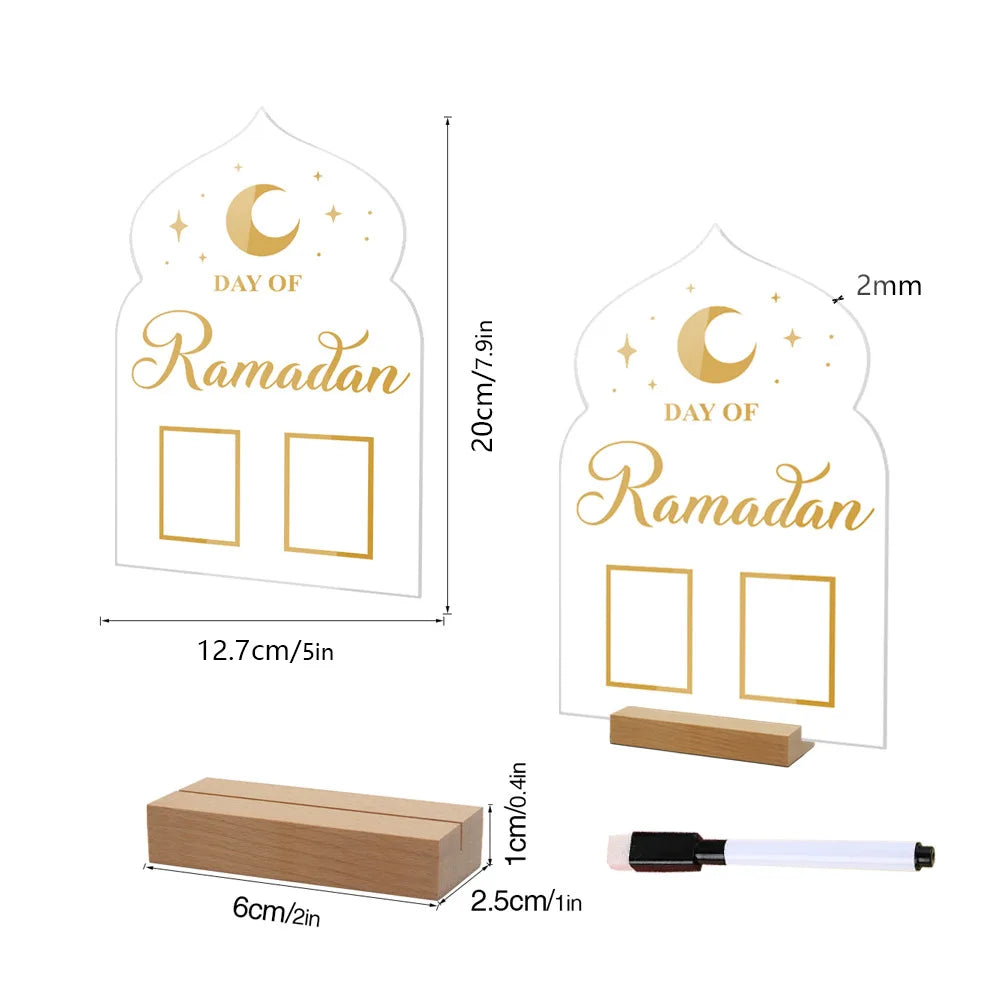 Calendrier Ramadan en Acrylique - Réutilisable avec Stylo