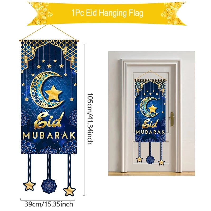 Décoration de Porte Eid Mubarak 2025 - Bannière Ramadan Kareem