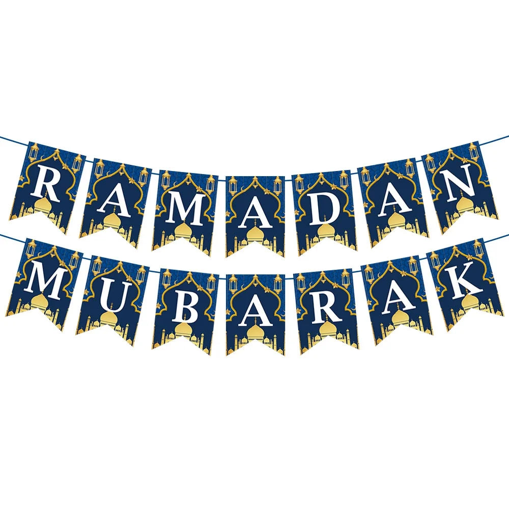 Bannière Ramadan Kareem et Eïd Mubarak - Étoile et Lune