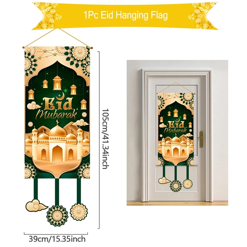 Décoration de Porte Eid Mubarak 2025 - Bannière Ramadan Kareem