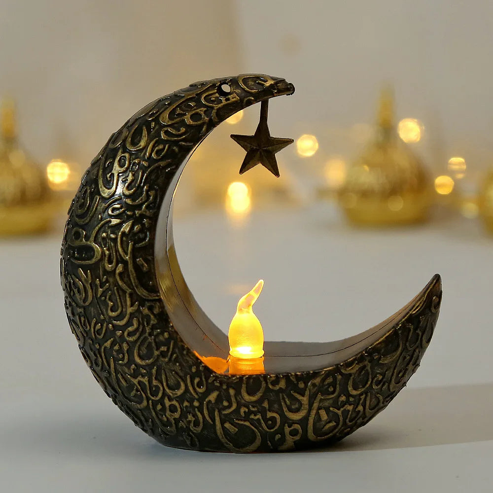 Bougeoir LED Étoile et Lune - Ramadan Kareem et Eid Mubarak