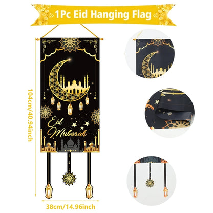 Décoration de Porte Eid Mubarak 2025 - Bannière Ramadan Kareem