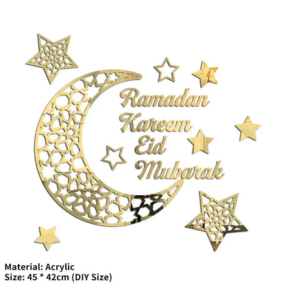 Autocollants Muraux 3D Ramadan & Eïd Mubarak 2025