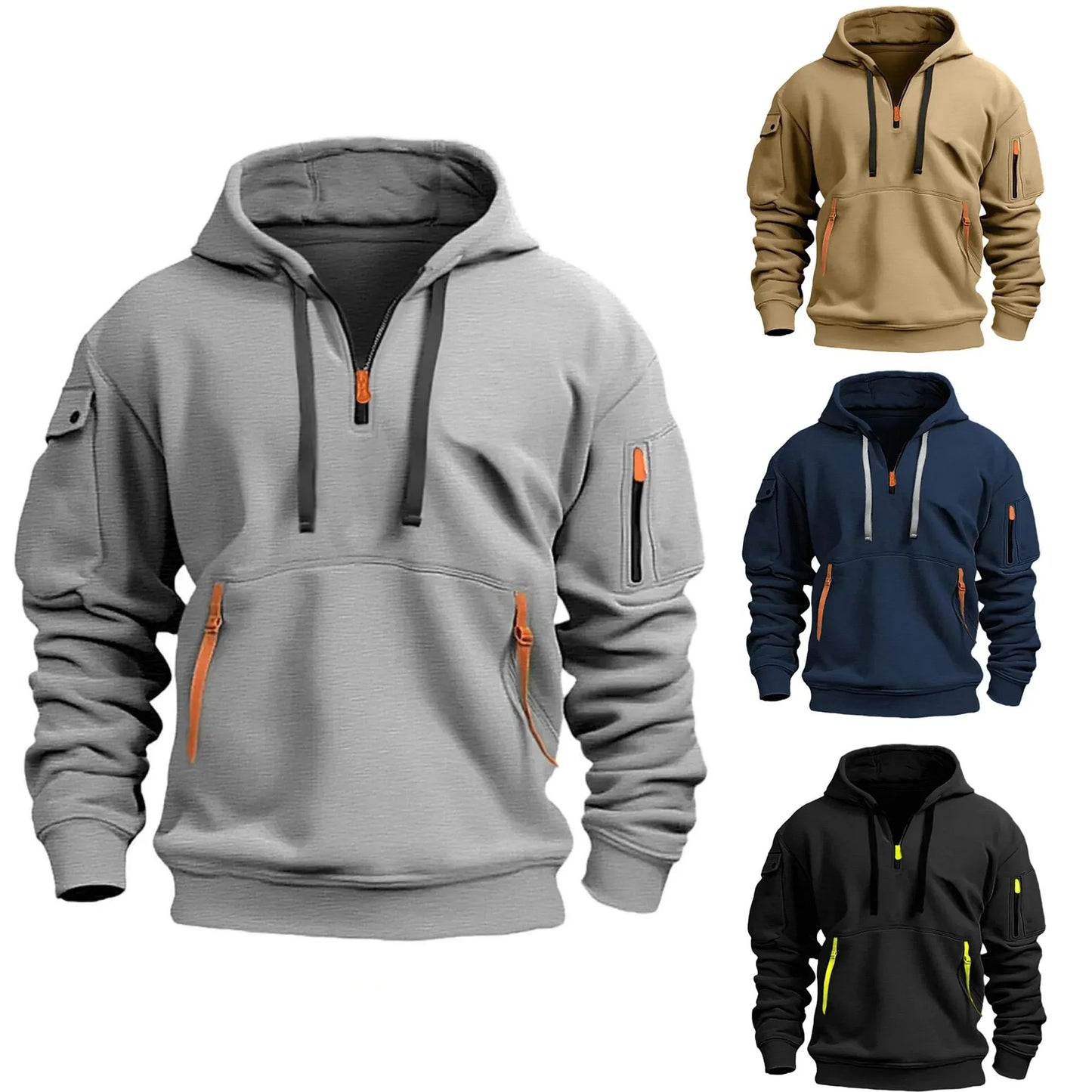 Ensemble Sweat à Capuche Multi-Poches pour Hommes - Mode Automne/Hiver 2024