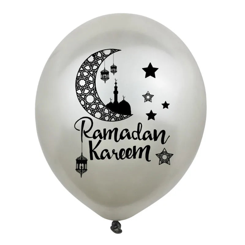 Ballons en Latex Ramadan Kareem et Eid Mubarak - 10 Pièces