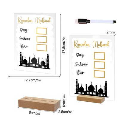 Calendrier Ramadan en Acrylique - Réutilisable avec Stylo