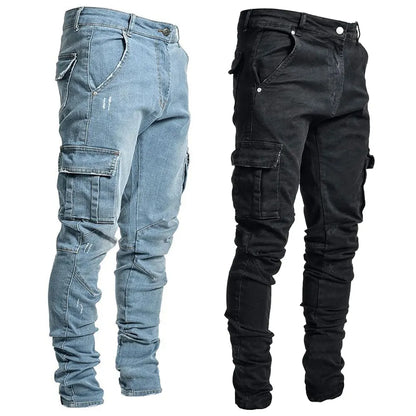 Jean Cargo Denim Homme - Délavé et Multi-Poches