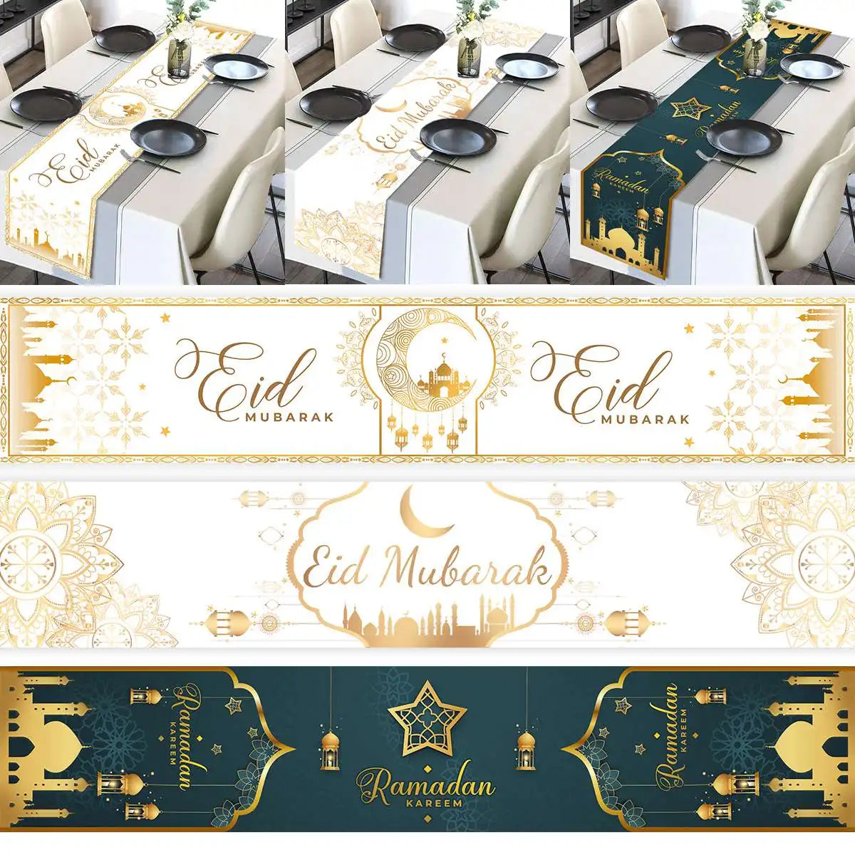 Chemin de Table Ramadan - Décoration EID Mubarak 2025